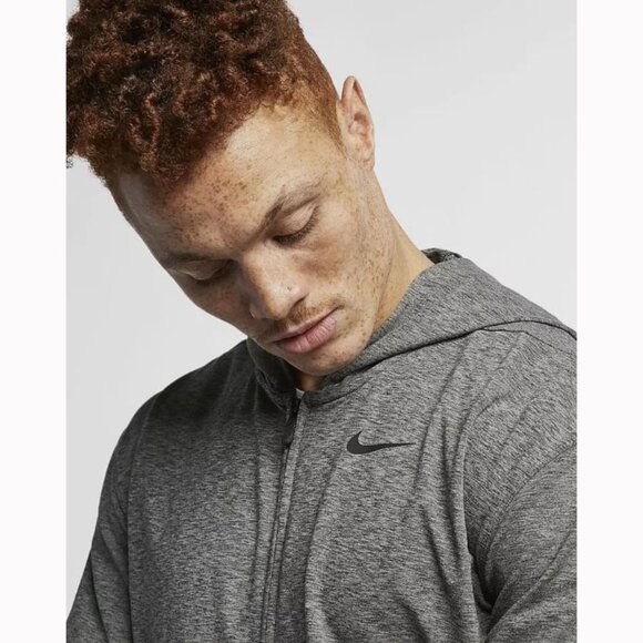 🆕 Nike Men's Heather Grey/Black Full-Zip Dri-Fit Training Hoodie - Picture 6 of 14